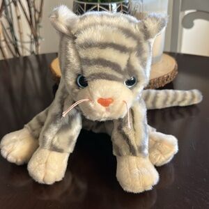 Ty 1999 Beanie Buddy SILVER Kitty Cat Gray Striped Tabby 13" Plush Stuffed‎